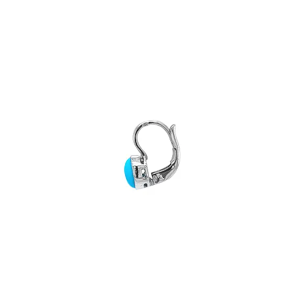 White Gold Earrings with Turquoise-Blue Stone