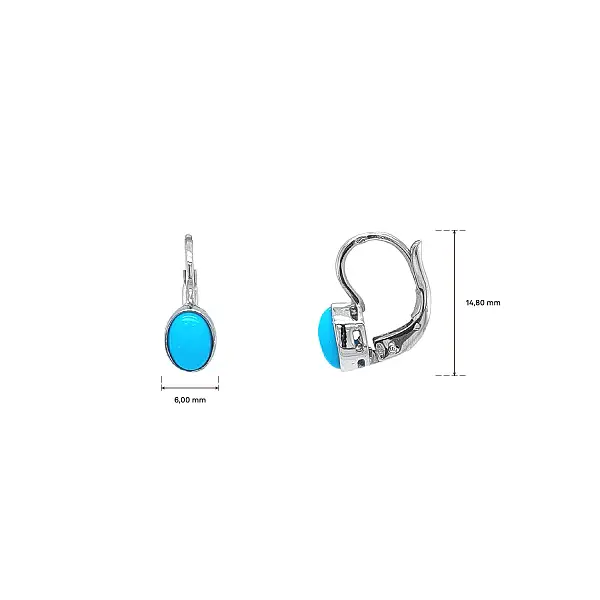 White Gold Earrings with Turquoise-Blue Stone
