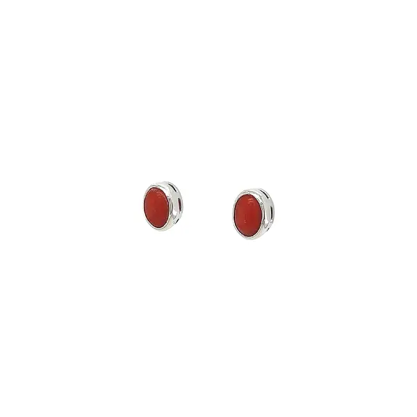 White Gold Earrings with Coral