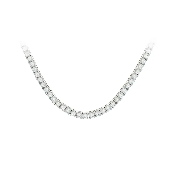 White Gold Tennis Necklace with 36.5 ct Diamonds (F/VS1)