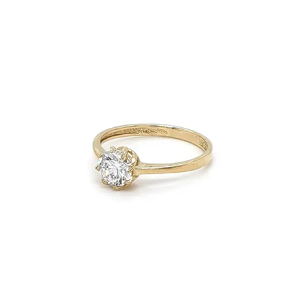 Gold Solitaire Ring with Zircon