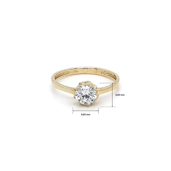 Gold Solitaire Ring with Zircon