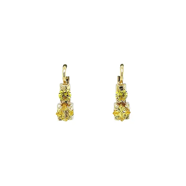 Gold Earrings with Citrine