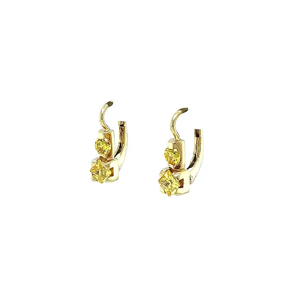 Gold Earrings with Citrine