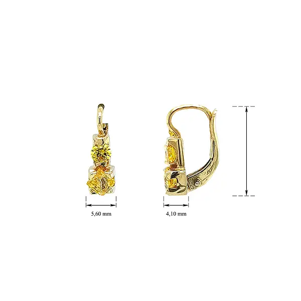Gold Earrings with Citrine