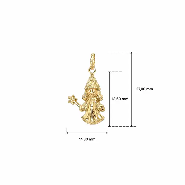 Gold Fairy Pendant with Magic Wand