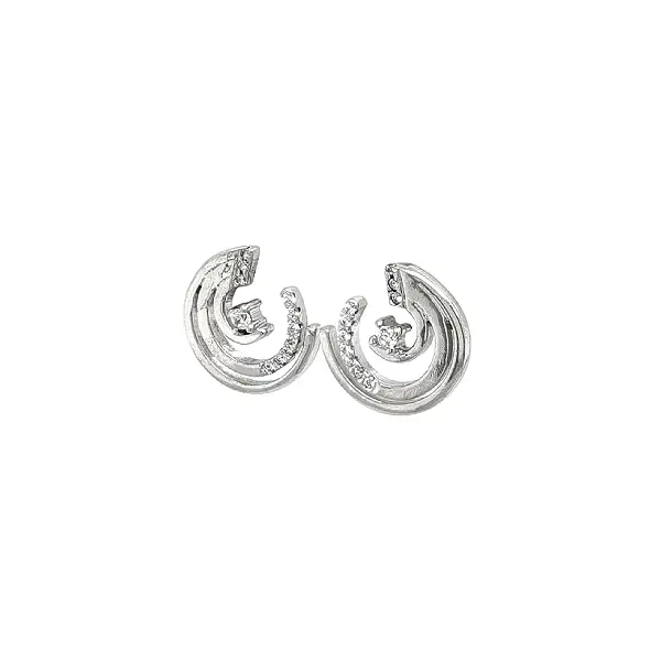 White Gold Spiral Earrings with Cubic Zirconia