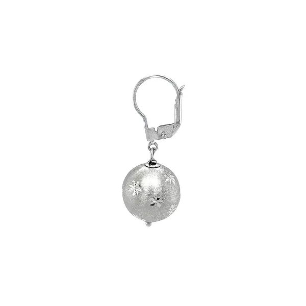 White Gold Drop Earrings with Spherical Motif