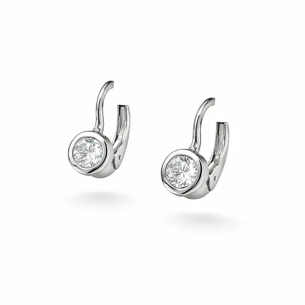 White Gold Drop Earrings with Cubic Zirconia