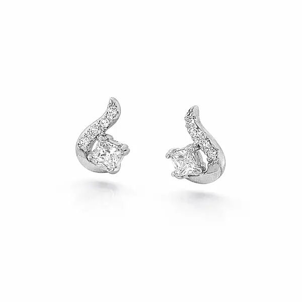 Earrings with Shiny Zircons in Modern Design