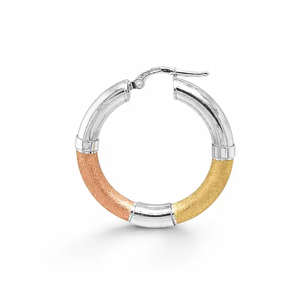 Hoop Earrings in Three-Tone Gold