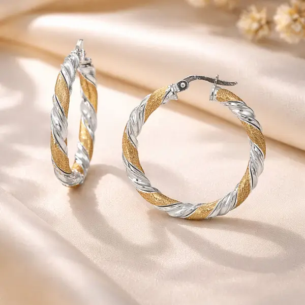 Two-Tone Gold Hoop Earrings