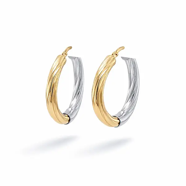 Two-Tone Gold Hoop Earrings
