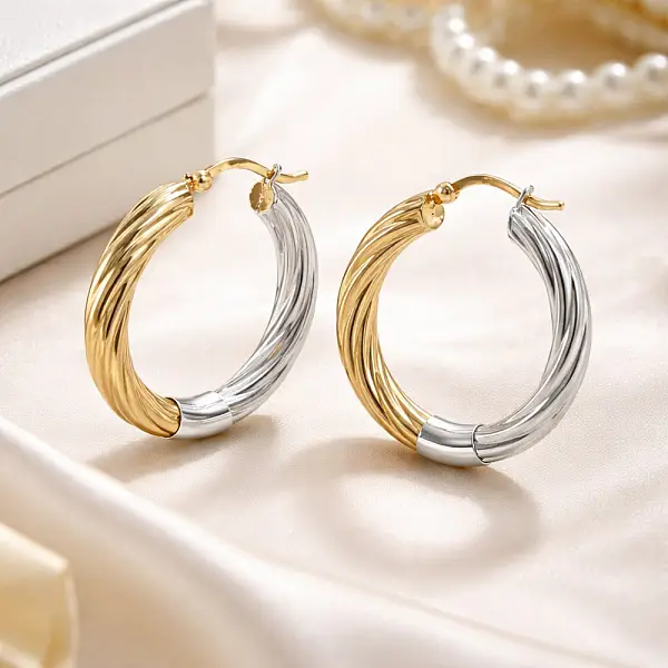 Two-Tone Gold Hoop Earrings