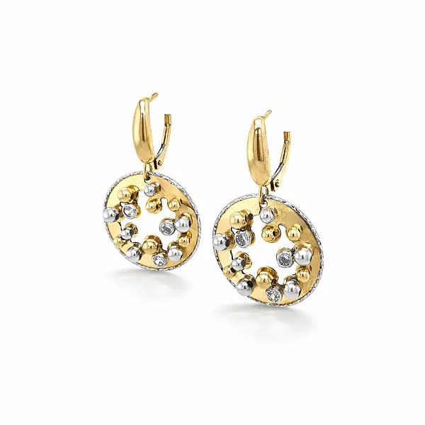 Drop Earrings in Combined Gold with Beaded Design