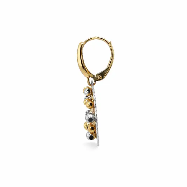 Drop Earrings in Combined Gold with Beaded Design