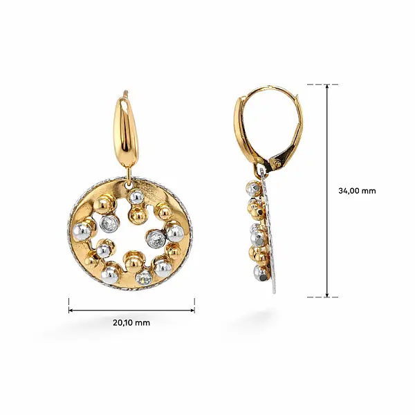 Drop Earrings in Combined Gold with Beaded Design