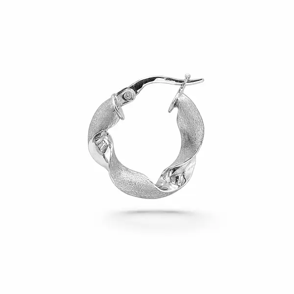 White Gold Hoop Earrings with Twisted Design