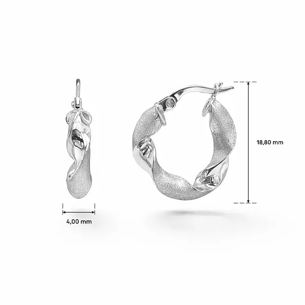 White Gold Hoop Earrings with Twisted Design