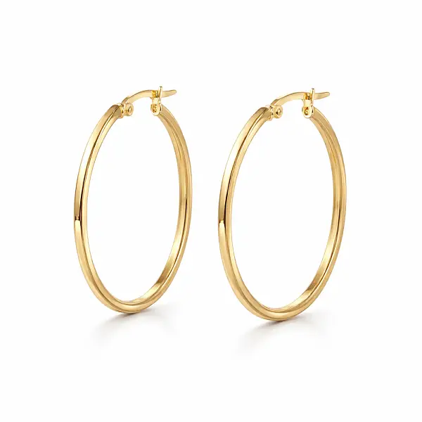Smooth Yellow Gold Hoop Earrings