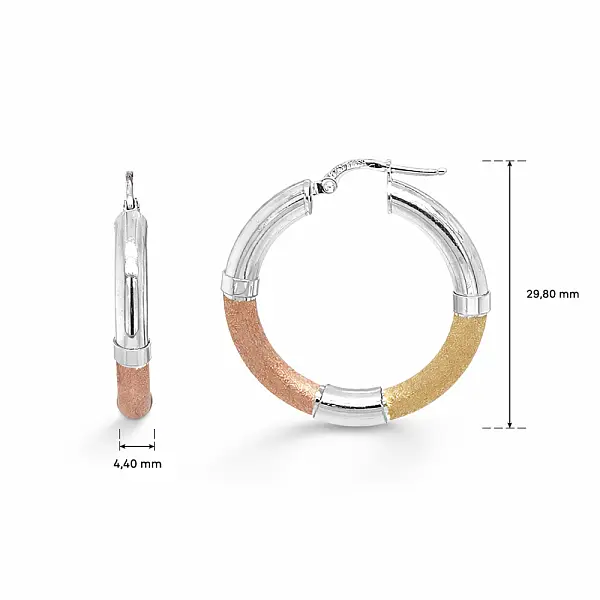 Hoop Earrings in Three-Tone Gold