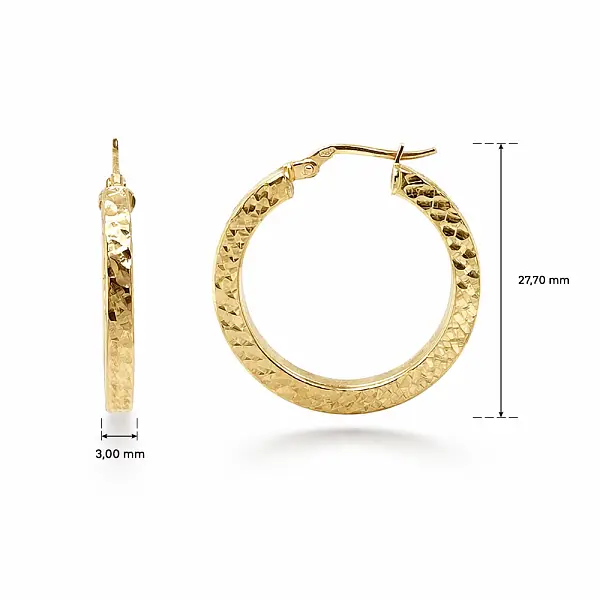 Yellow Gold Hoop Earrings with Diamond-Cut Finish