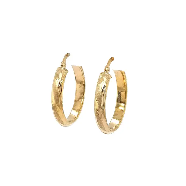 Yellow Gold Hoop Earrings with a Soft Matte Finish