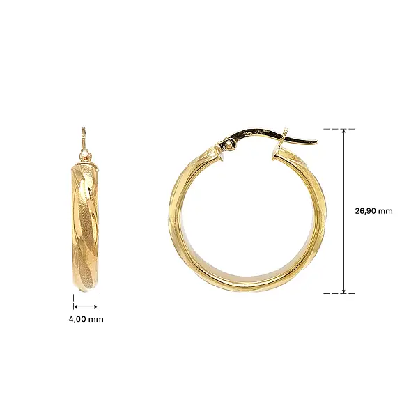 Yellow Gold Hoop Earrings with a Soft Matte Finish