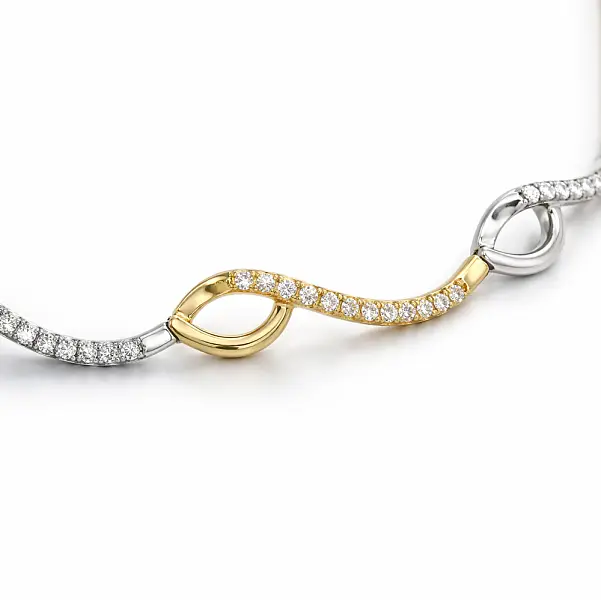 Two-Tone Gold Necklace with Zirconia
