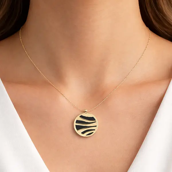 Exclusive Gold Necklace with Black Onyx