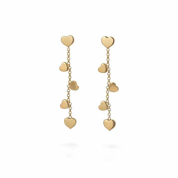 Gold Drop Earrings with Hearts
