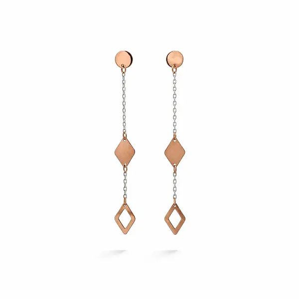 Gold Chain Earrings with Geometric Motif