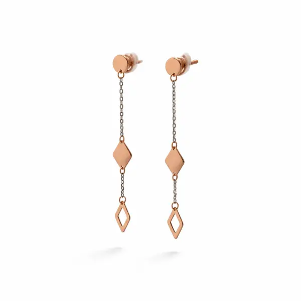 Gold Chain Earrings with Geometric Motif