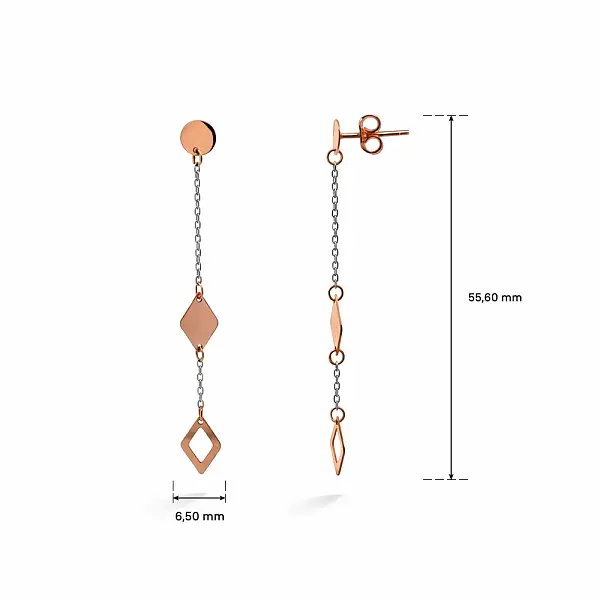 Gold Chain Earrings with Geometric Motif