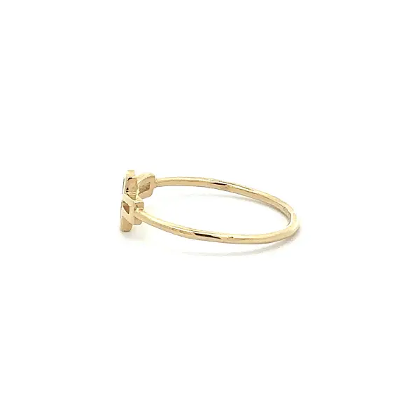 Gold Minimalist Ring with Cross Motif