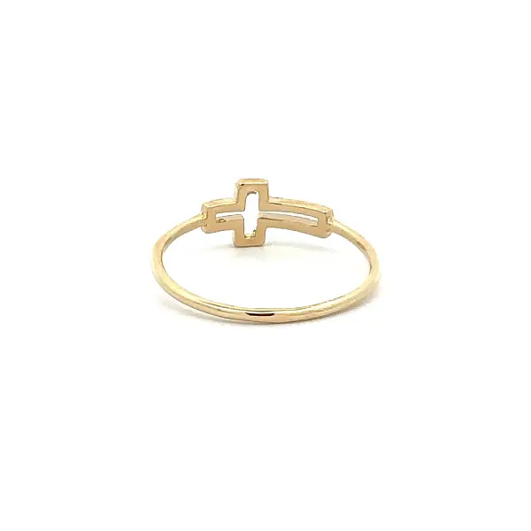 Gold Minimalist Ring with Cross Motif