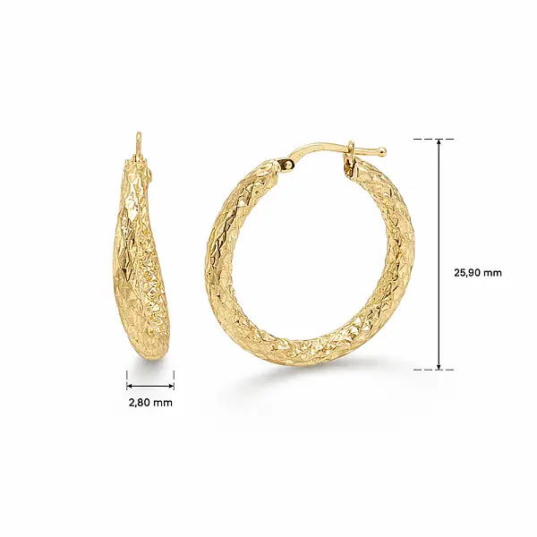 Luxury gold hoop earrings with diamond-cut finish