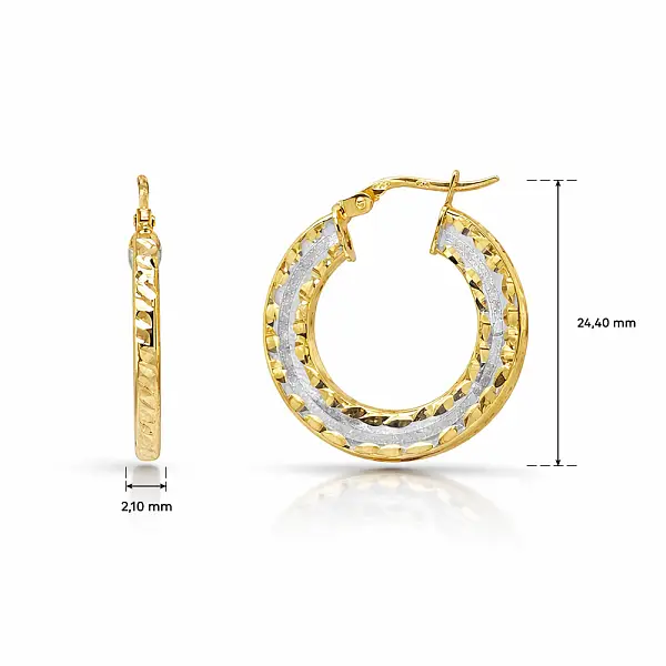 Gold hoop earrings in two-tone gold