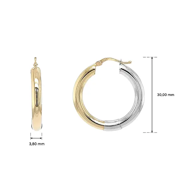 Gold Hoop Earrings in Mixed Gold