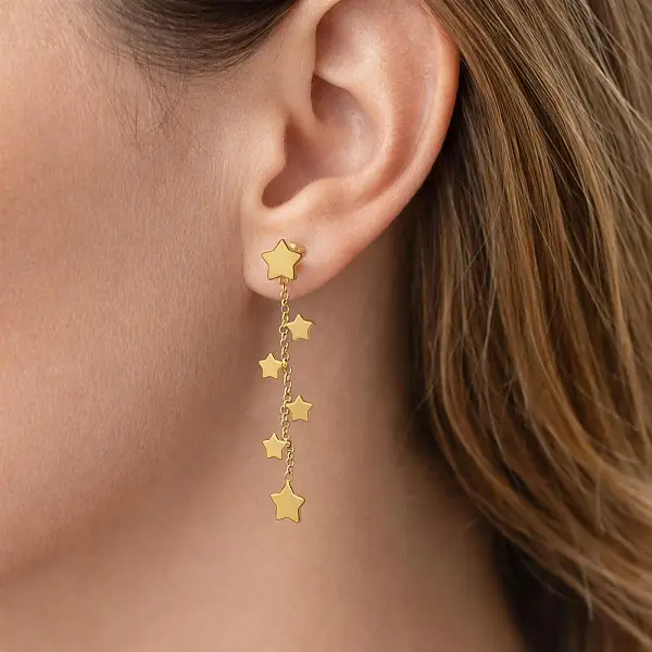 Gold Hanging Earrings Stars