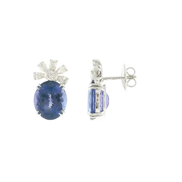 Luxury Tanzanite and Diamond Earrings in 18kt White Gold