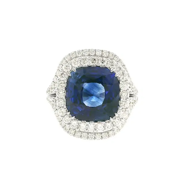 Gold Ring Crivelli with Sapphire and Diamonds