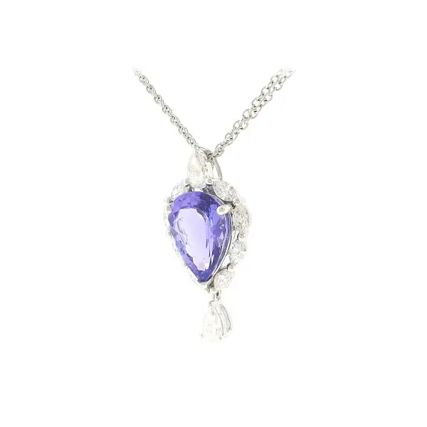 Exclusive necklace with natural 4.93 ct tanzanite and diamonds in white gold