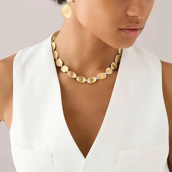 Gold Necklace Marco Bicego Lunaria Diamonds CB2893_B YW Q6