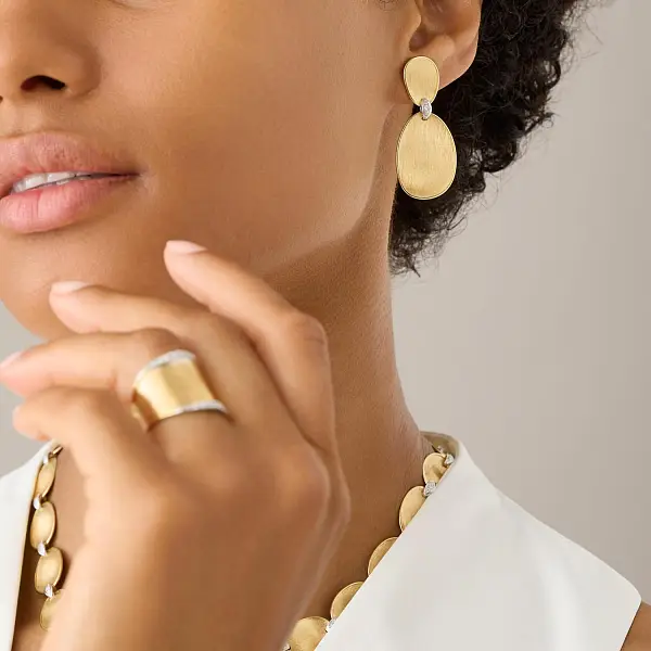 Gold Earrings Marco Bicego Lunaria Diamonds OB1460_B YW Q6