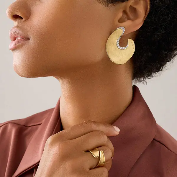 Gold Earrings Marco Bicego Lunaria Diamonds OB1912_B YW Q6