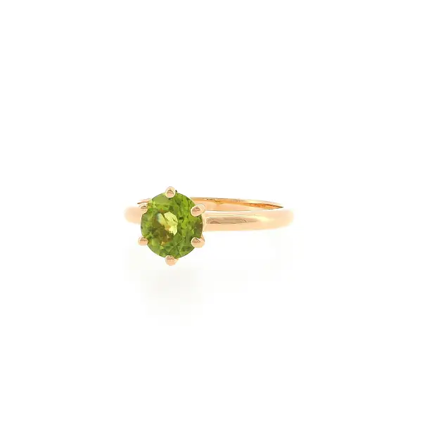 Ring in 18k rose gold with peridot 1.35 ct