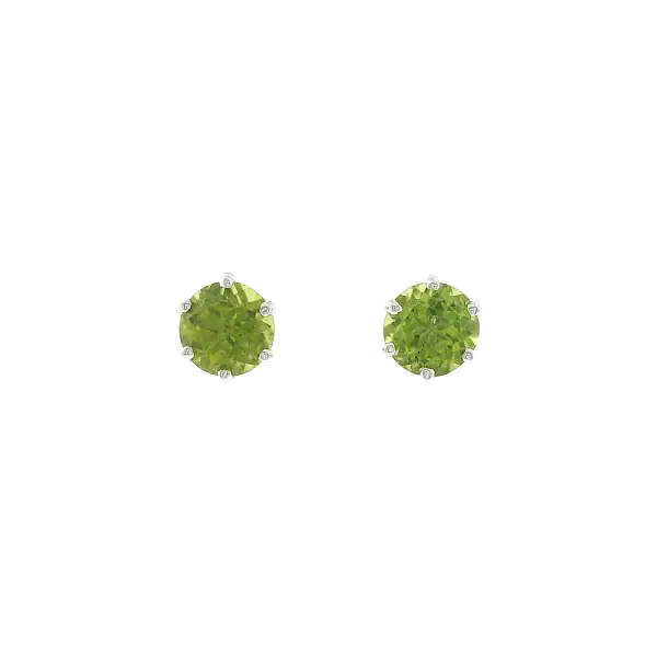 Stud earrings in 18k white gold with peridots 3.15 ct