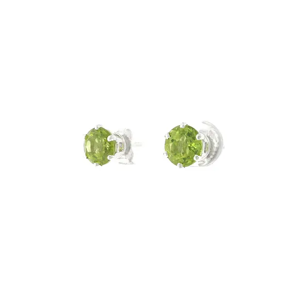 Stud earrings in 18k white gold with peridots 3.15 ct