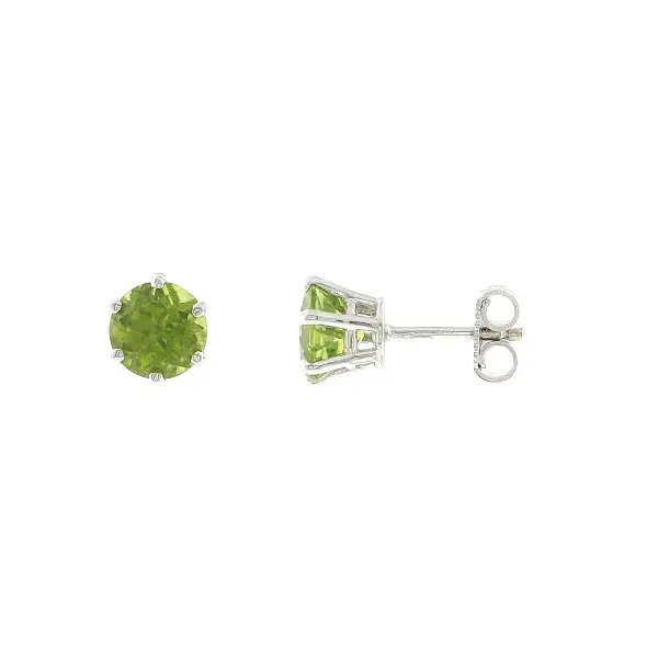 Stud earrings in 18k white gold with peridots 3.15 ct